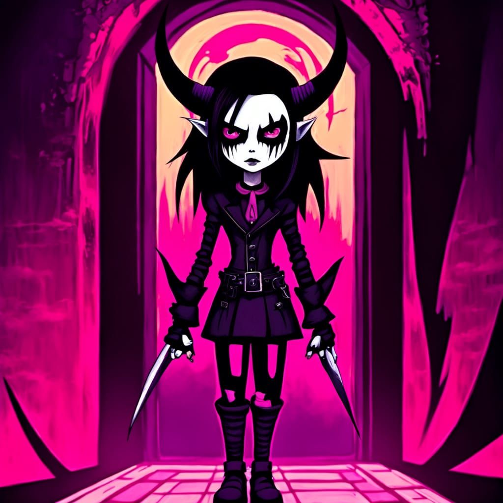 Grunge Demon Portrait in Dark Fantasy Style