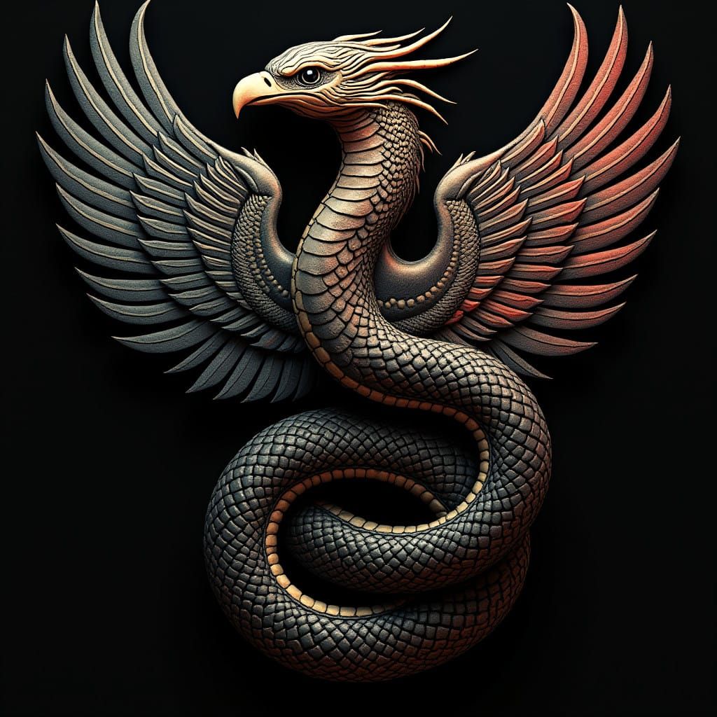 Tribal Fusion Artwork: Serpent and Eagle Entwined