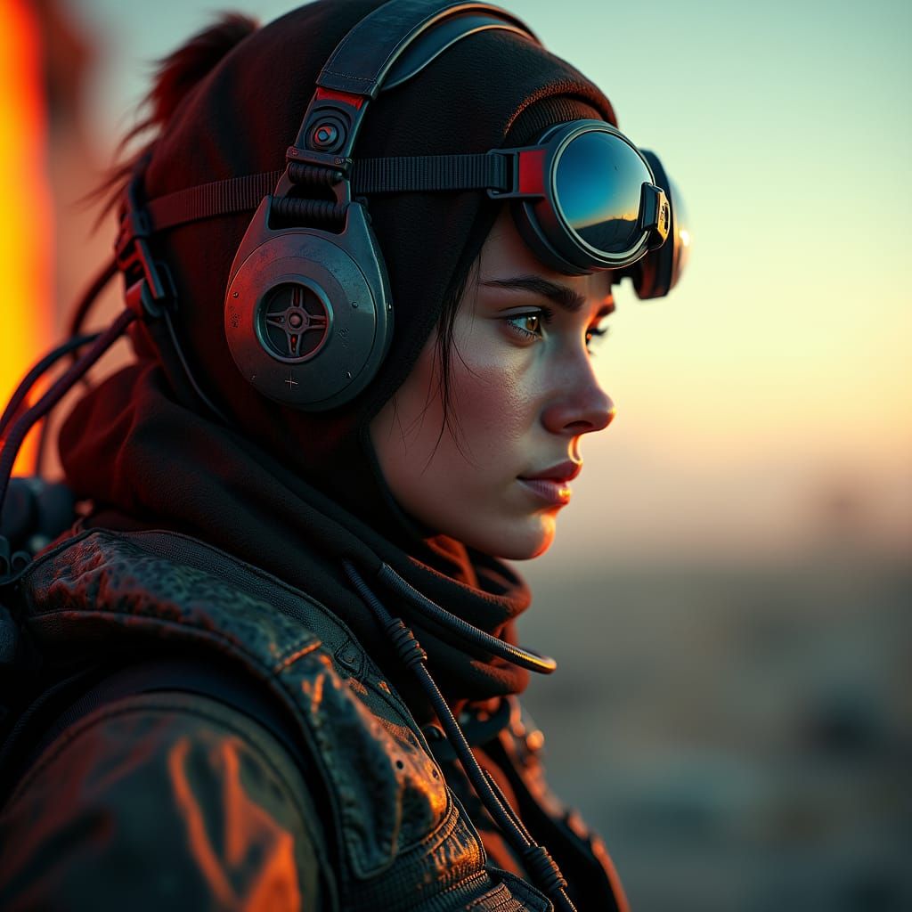 Post-Apocalyptic Protagonist in Hyperrealistic Cinematic Key...