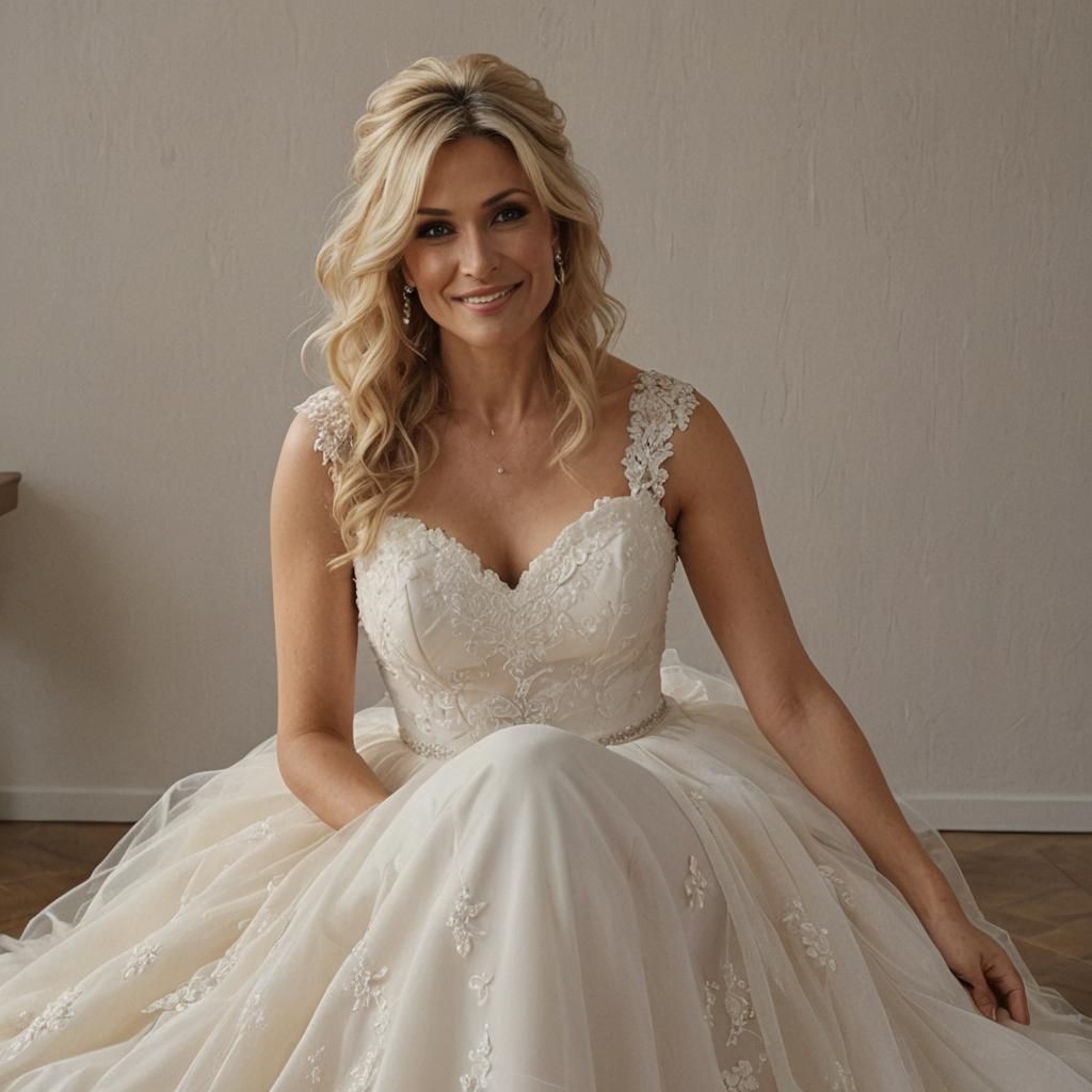 Sensual Blonde Woman in Wedding Dress: Cinematic Film Still