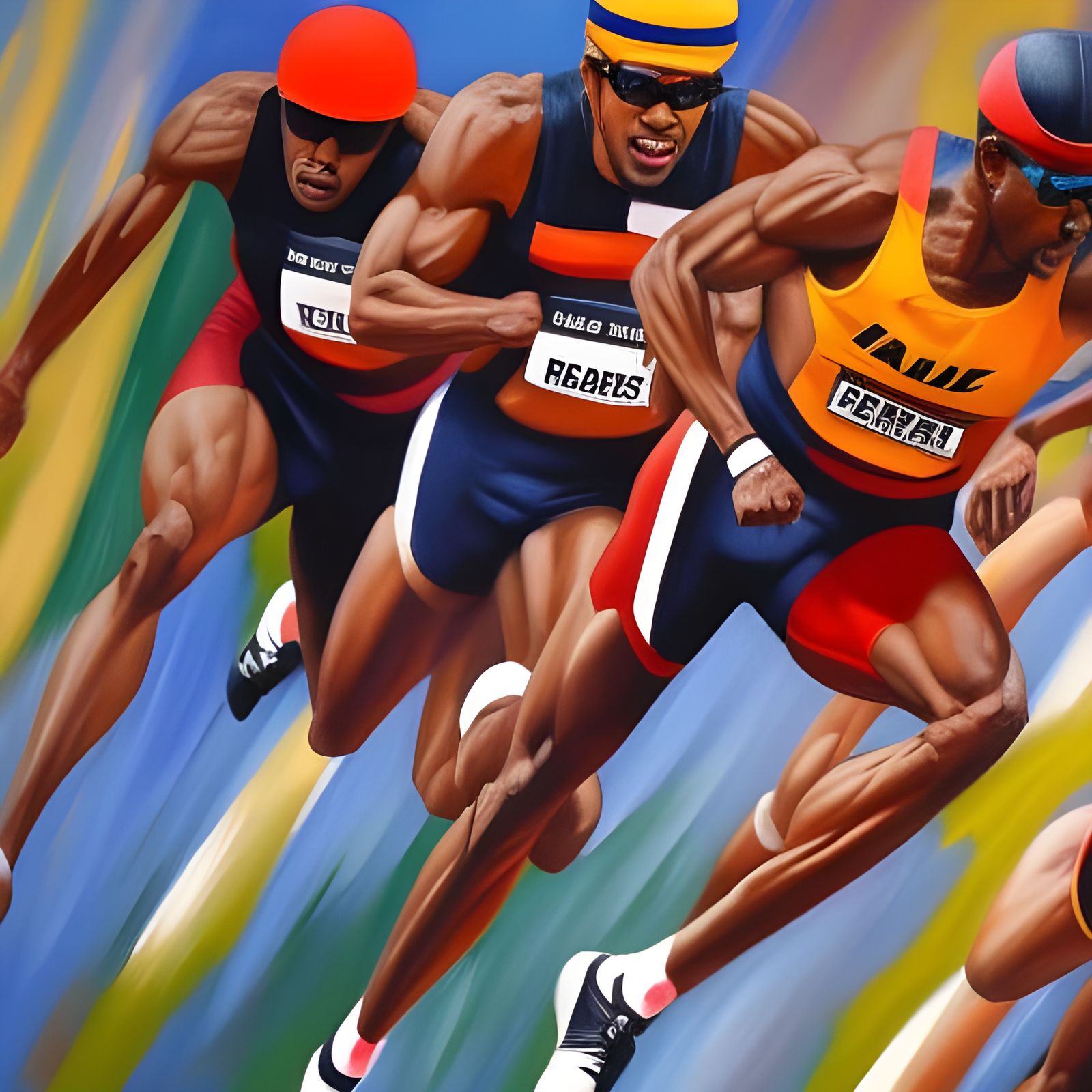 Energetic Oil Painting of Sprinter's Start