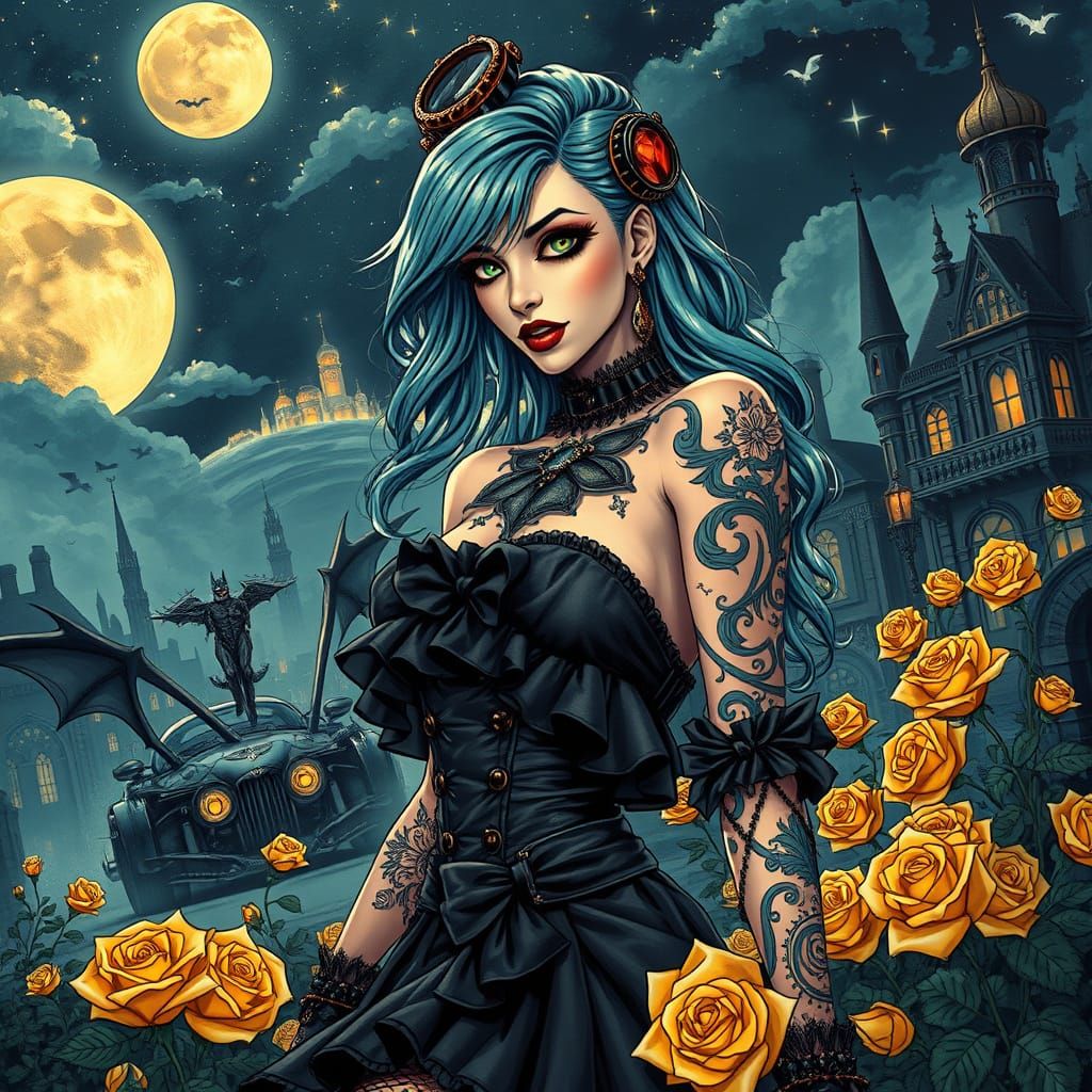 Gothic Steampunk Goddess Reigns Over Dark Fantasy City