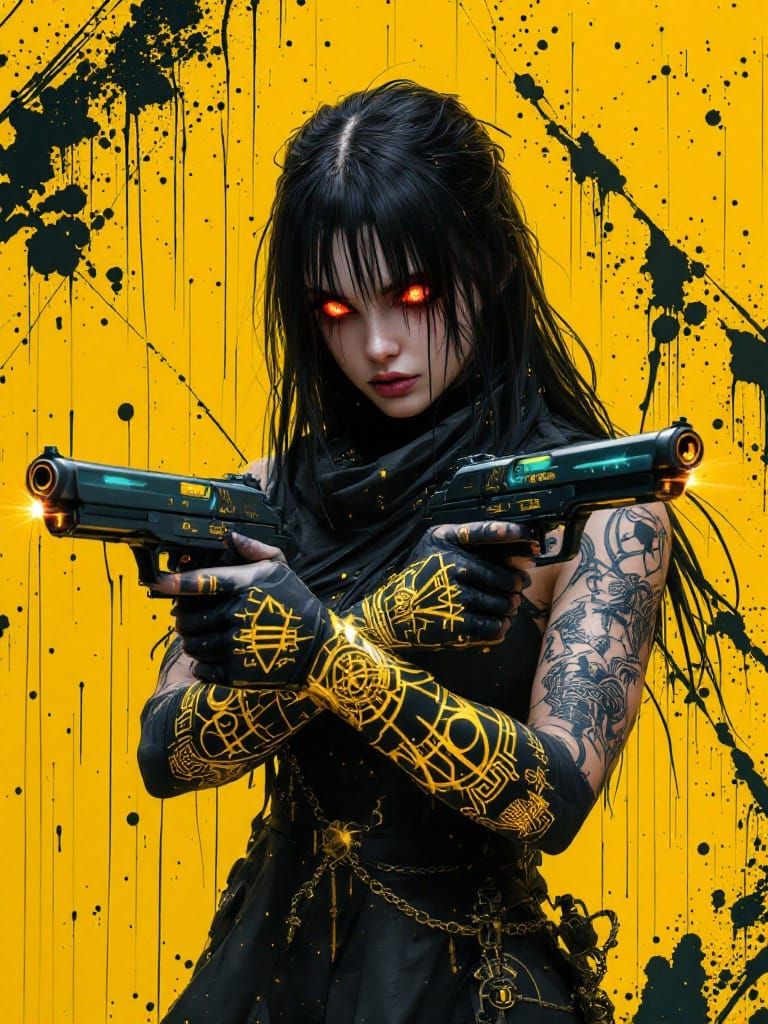 Futuristic Priestess-Warrior in Mythpunk Style