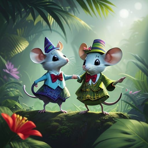 Vibrant Jungle Dance Party in 3D Digital Art Style