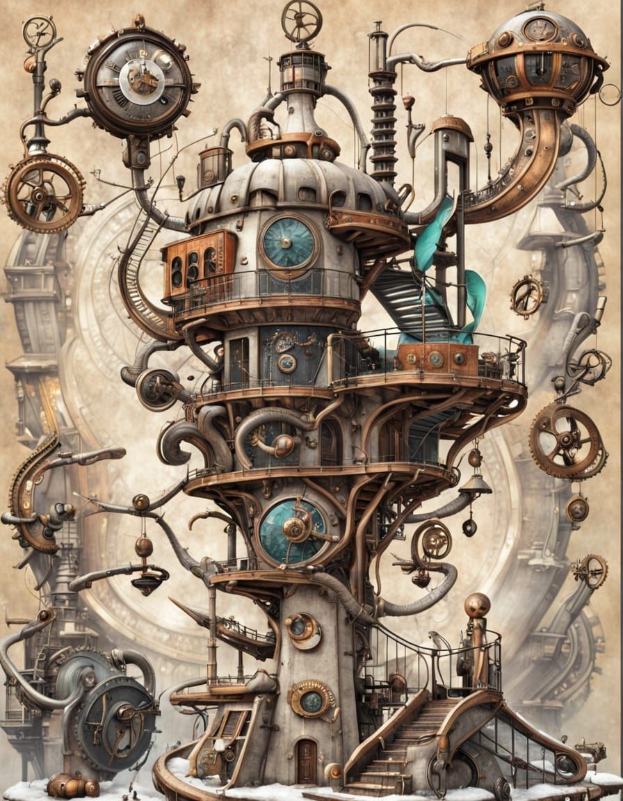 Exploding Steampunk tower