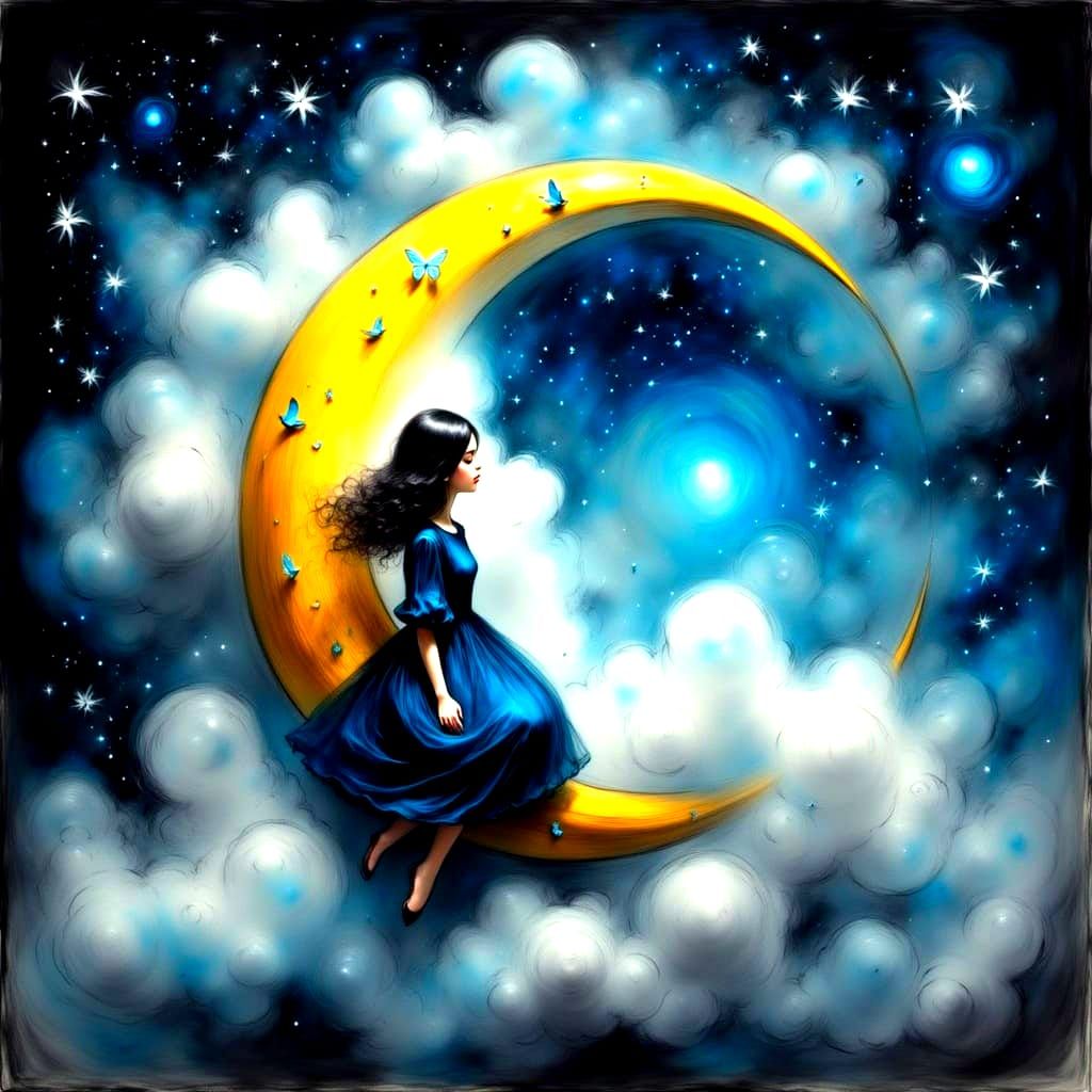 Little Hedgehog Asleep on a Glowing Lunar Orb