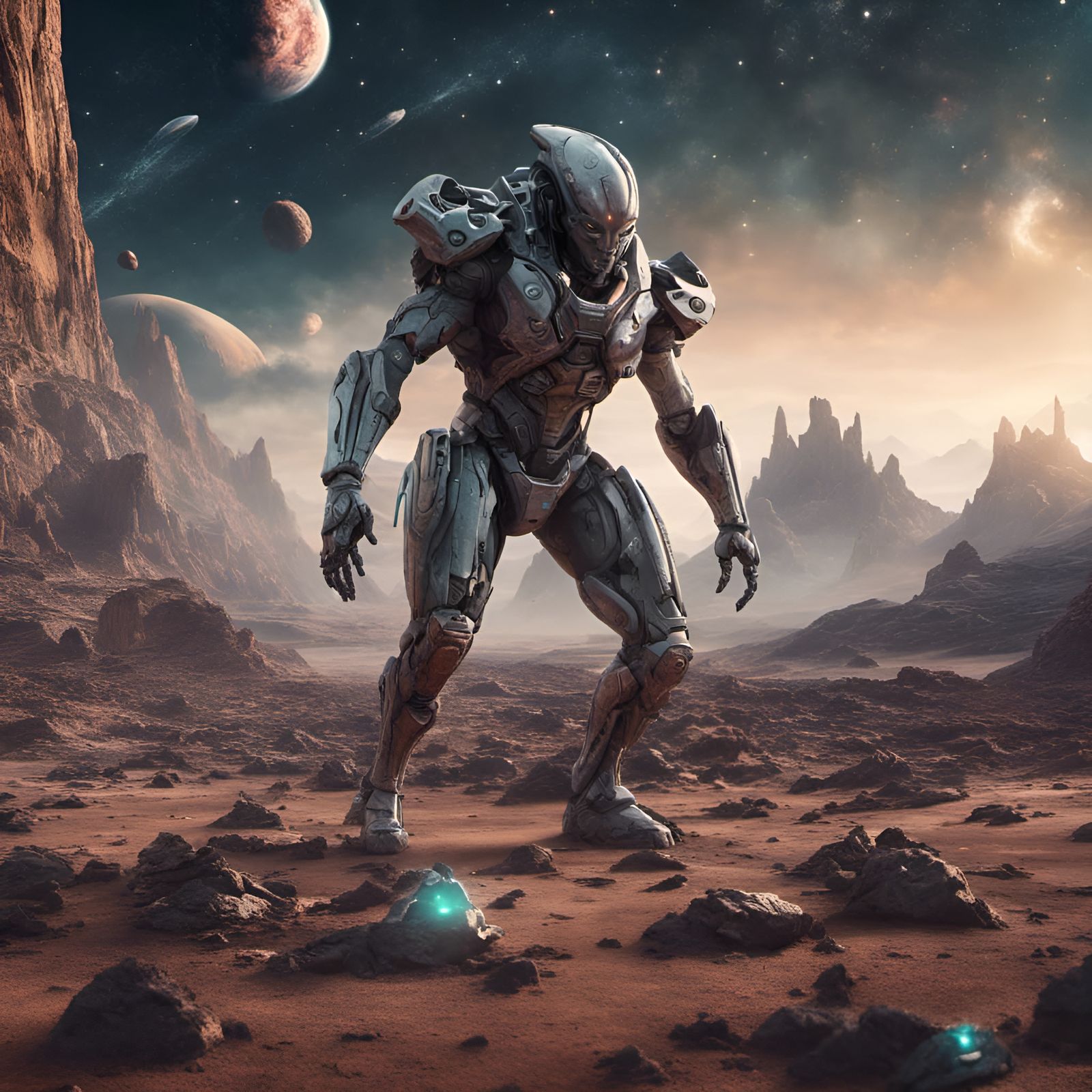 Cyborg on Alien Planet: Epic Digital Matte Painting