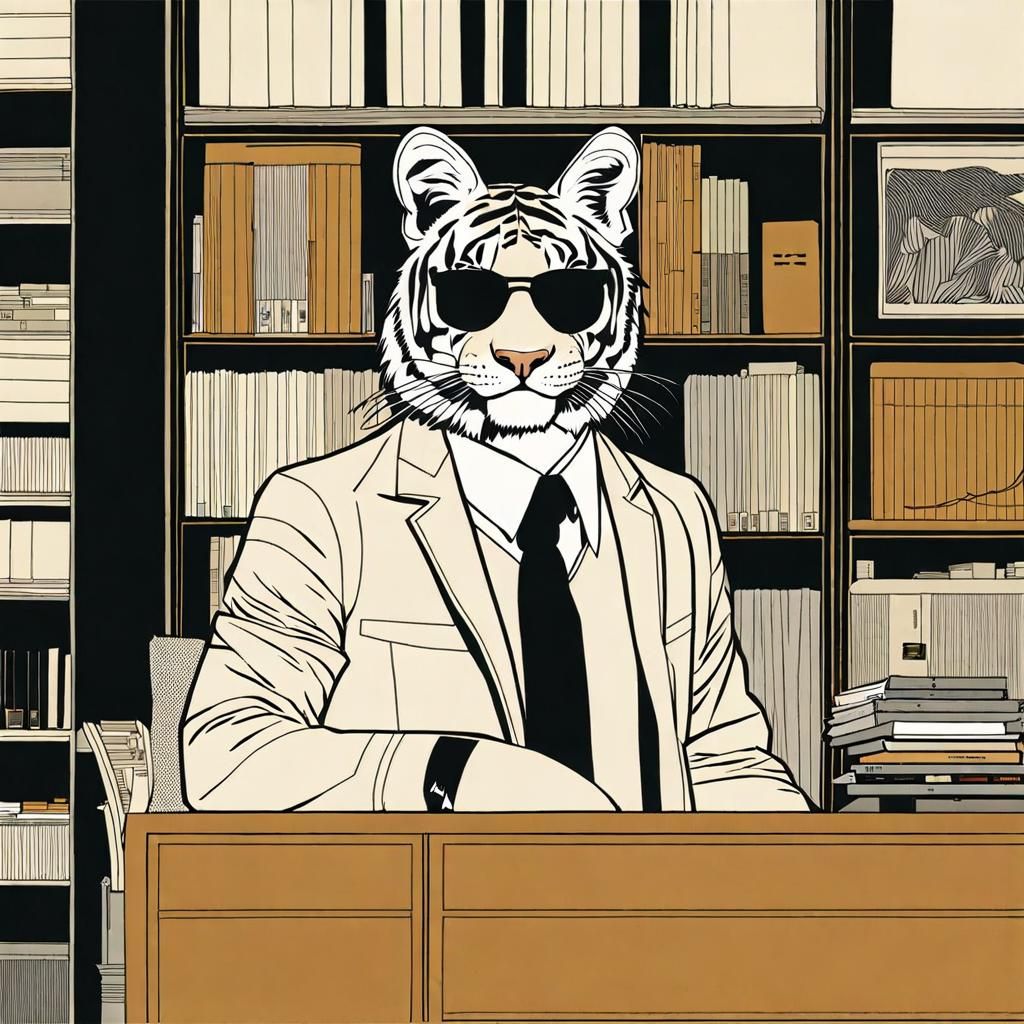 Bengal Tiger Portrait in Comic Art Style