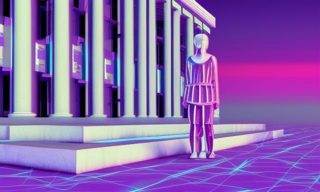 Surreal Vaporwave Dreamscape with Glitch Art Elements