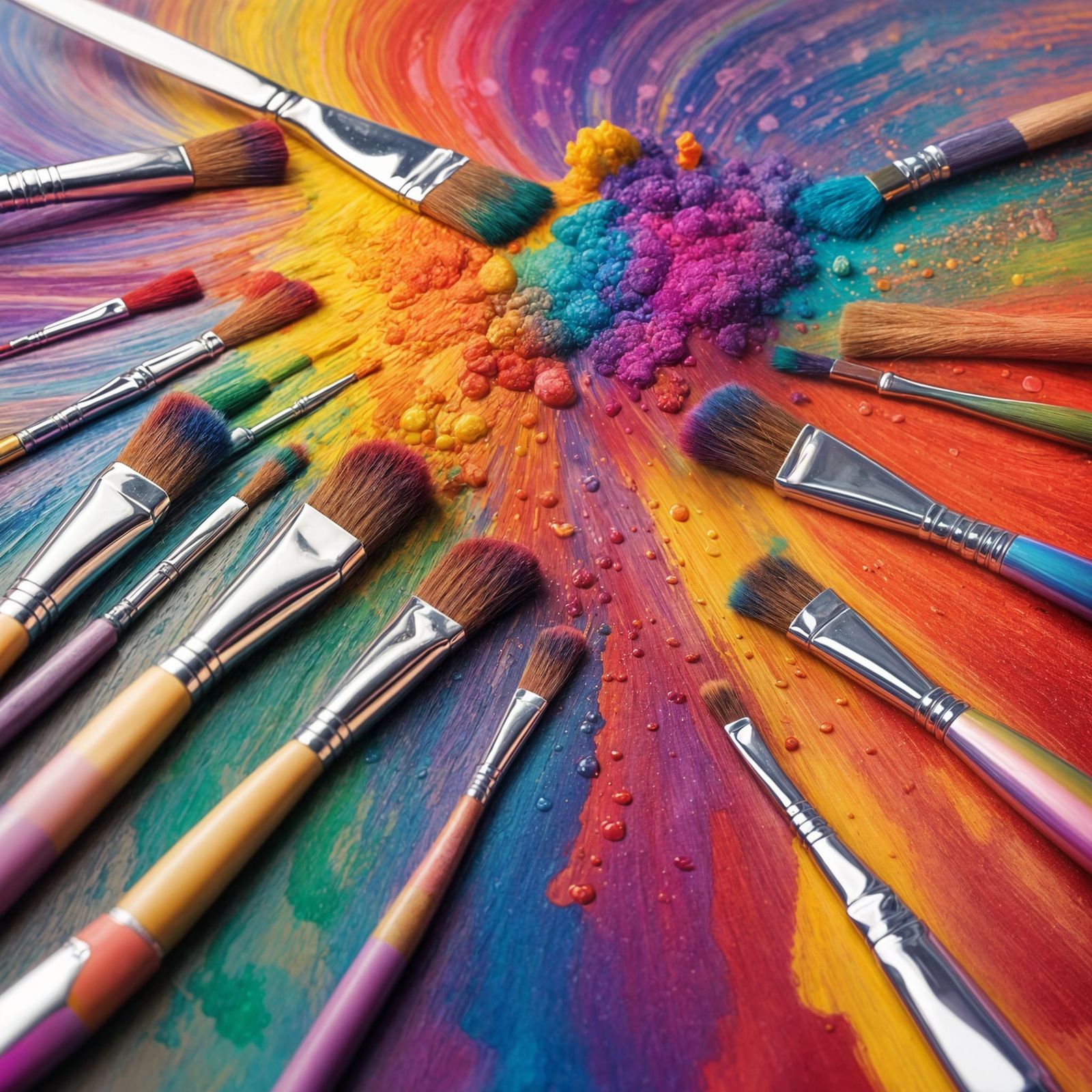 Magical Rainbow Brushstrokes in Double Exposure Surrealism