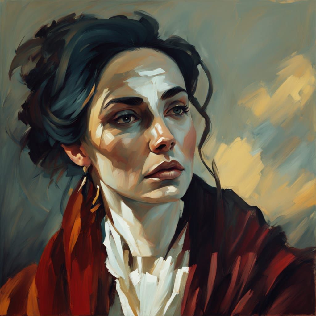 Romantic Portrait of Woman with Expressive Brushstrokes