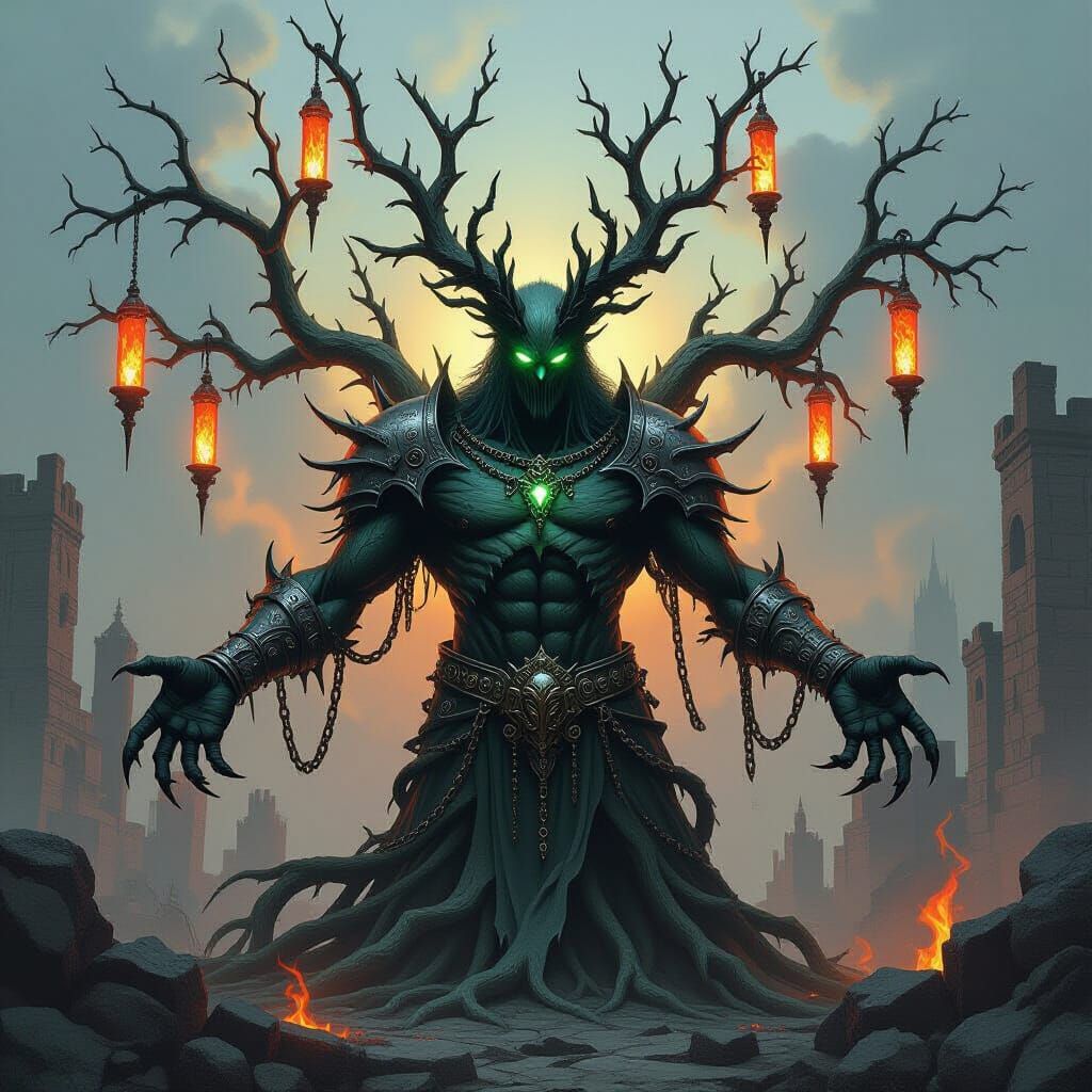 Gothic Metal Treant in Biomechanical Style