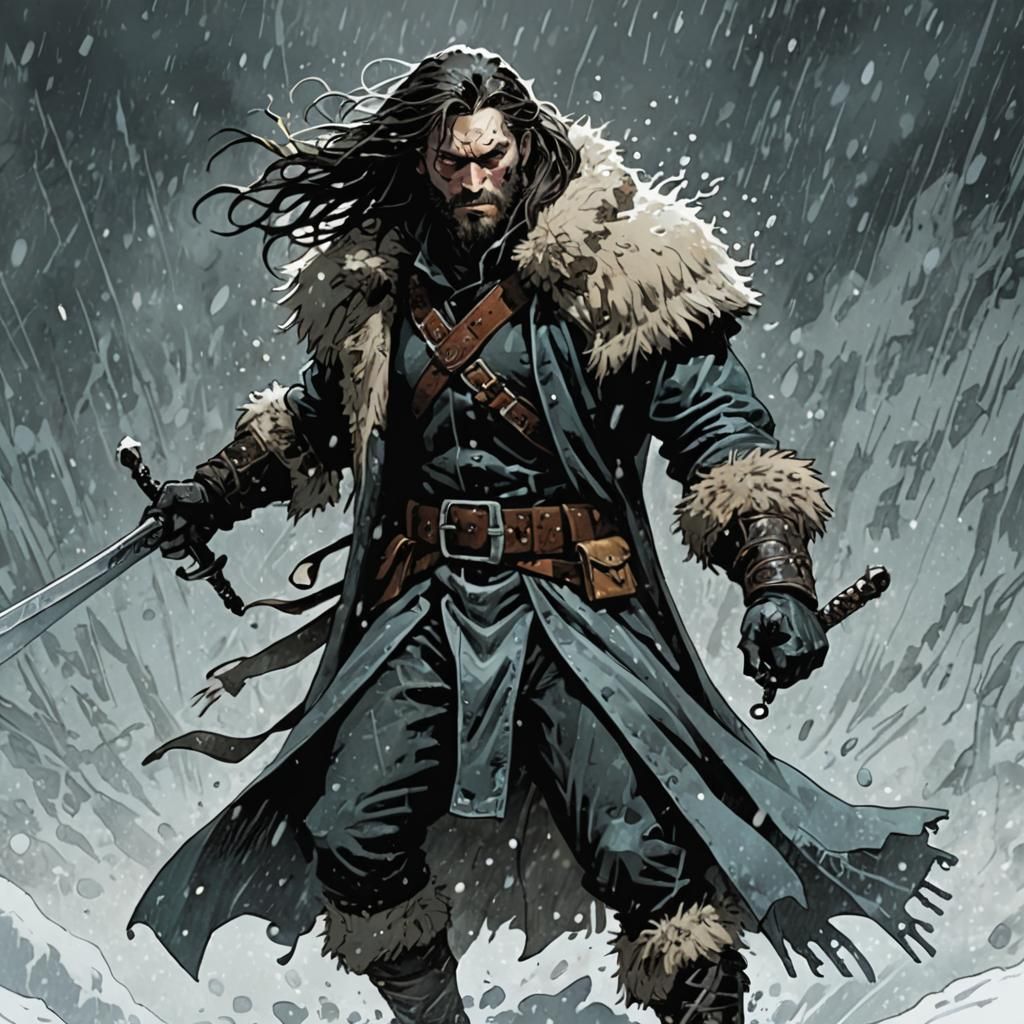 Snowstorm Warrior in Comic Book Style