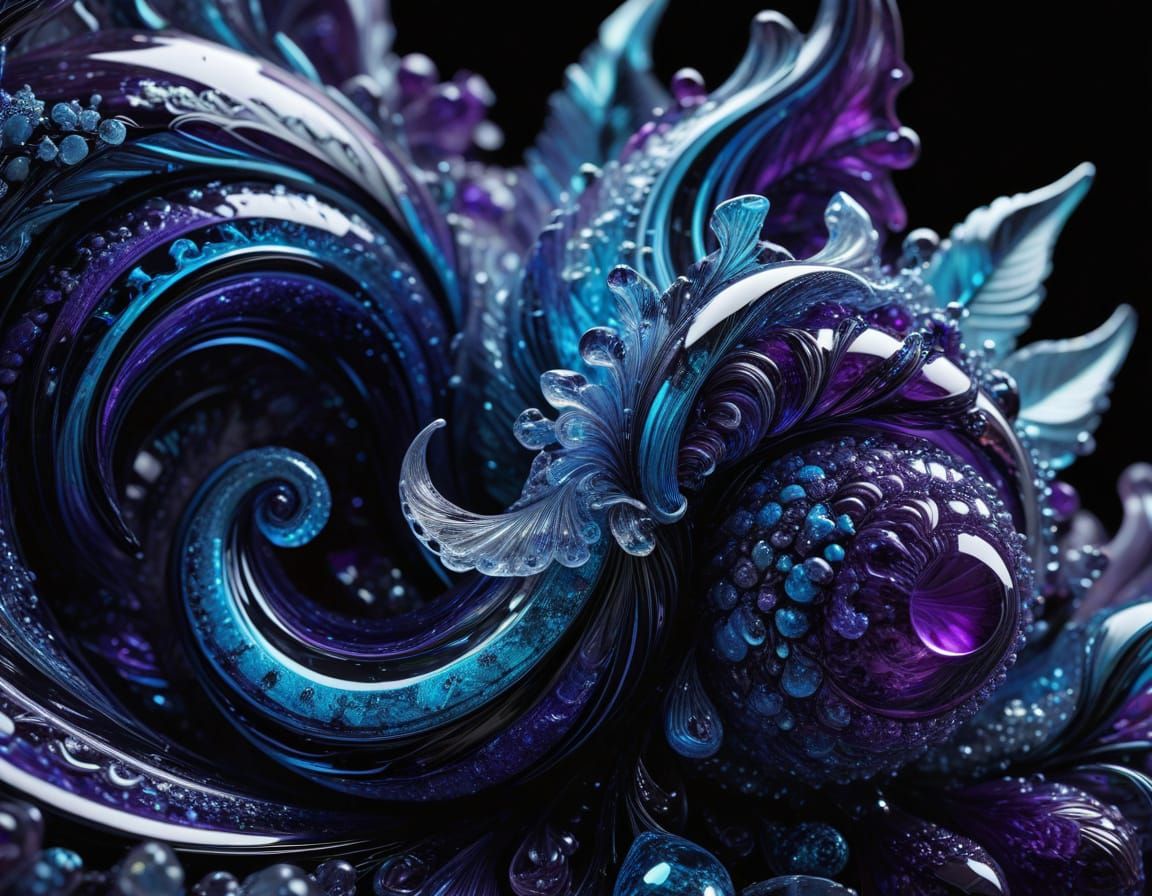 Vibrant Glass Cornucopia in Royal Purple and Ice Blue