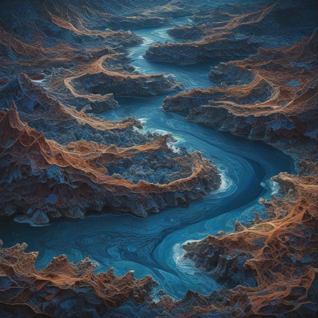 Celestial Blue Fractals in a Starry Expanse