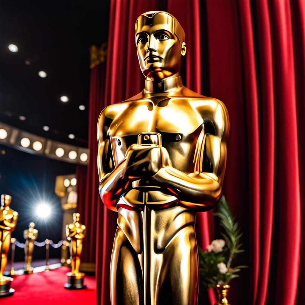 Dignified Oscar Statue on Red Carpet