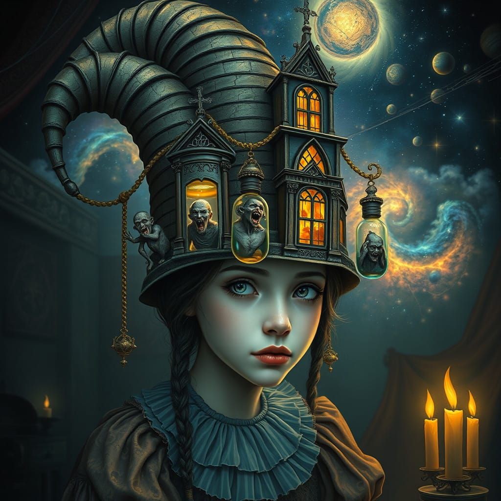 Medieval Court Jester's Hat in a Fantastical Galaxy