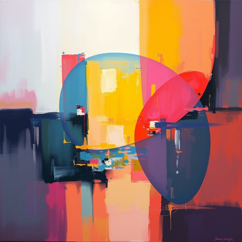 Vibrant Expressionist Artwork with Neon Accents