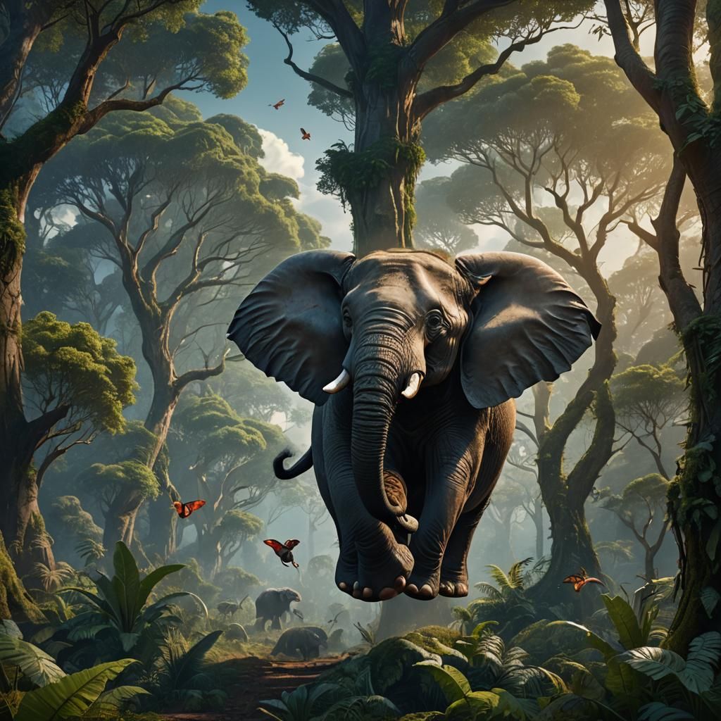 Elephant Takes Flight: A Fantasy Concept Art