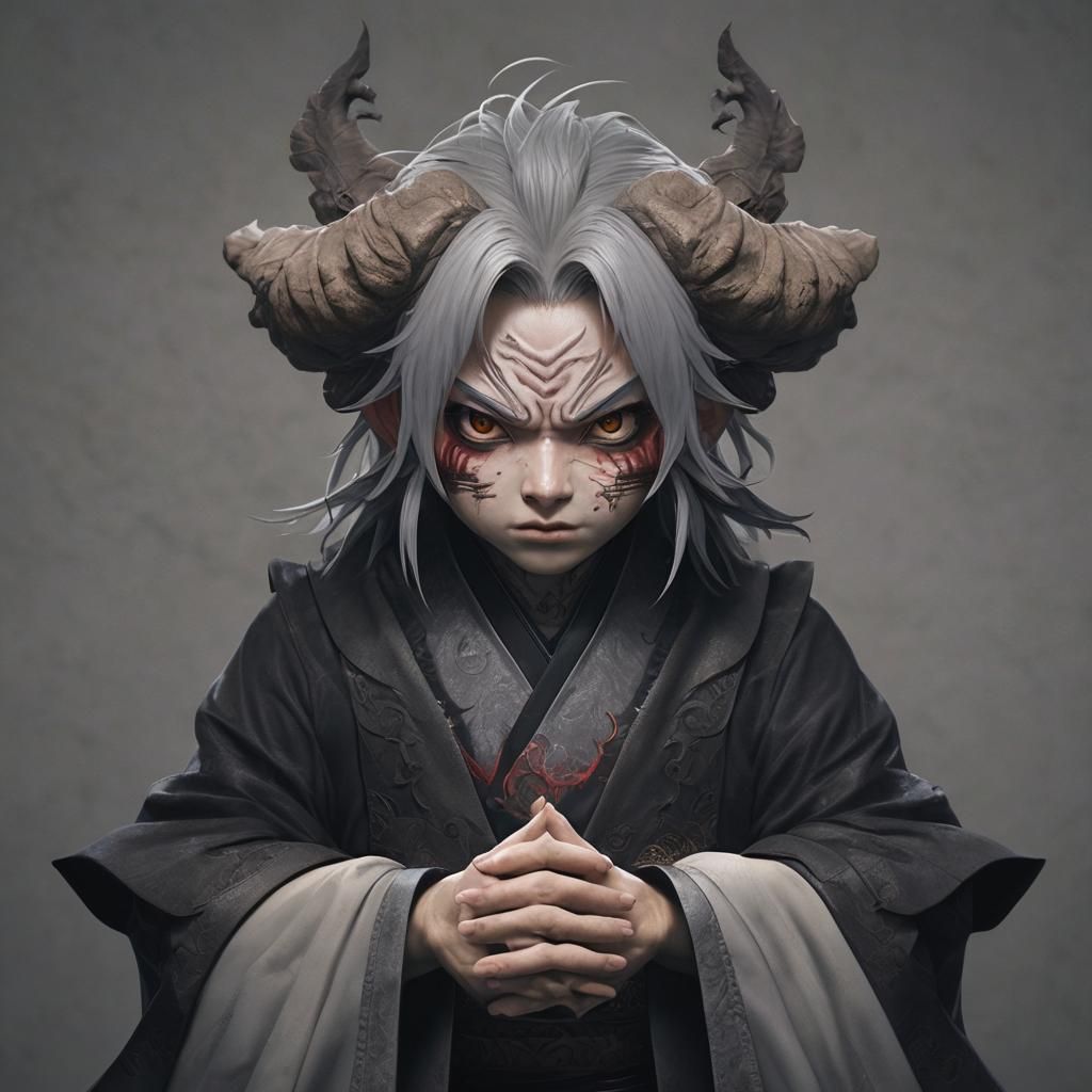 Classic Oni Mask in Traditional Japanese Style