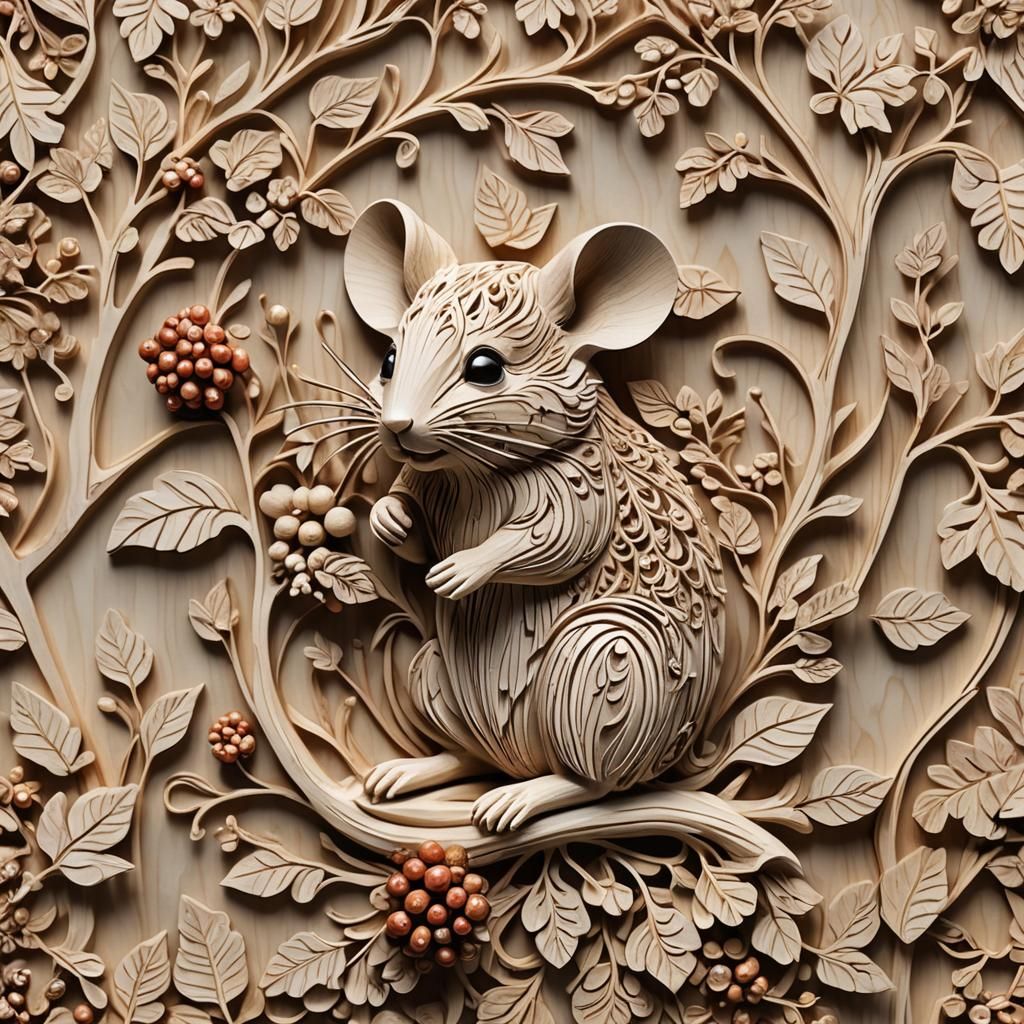 Mouse wood carving..