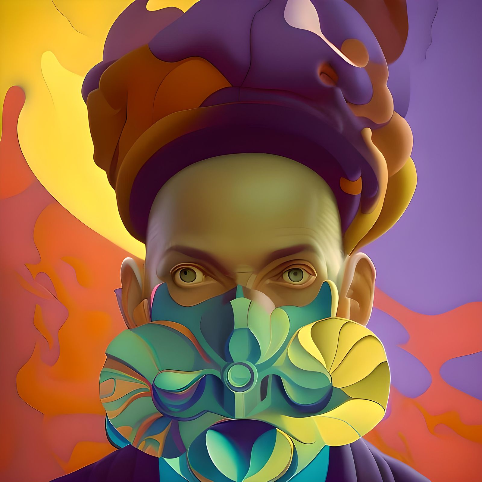 Droste Effect Portrait in Biopunk Style