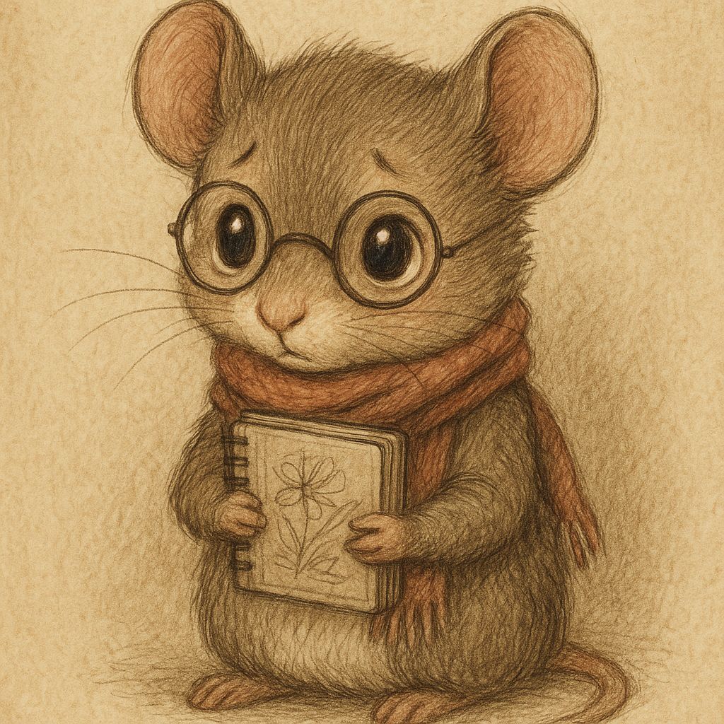 Charming Anthropomorphic Mouse with Notebook