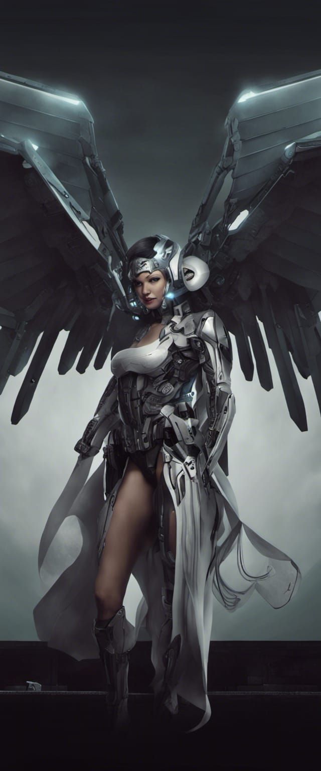 Cyborg Angel: Futuristic Digital Art
