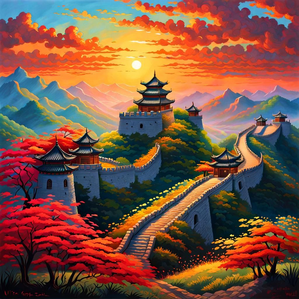 Great Wall of China Sunset Celebration