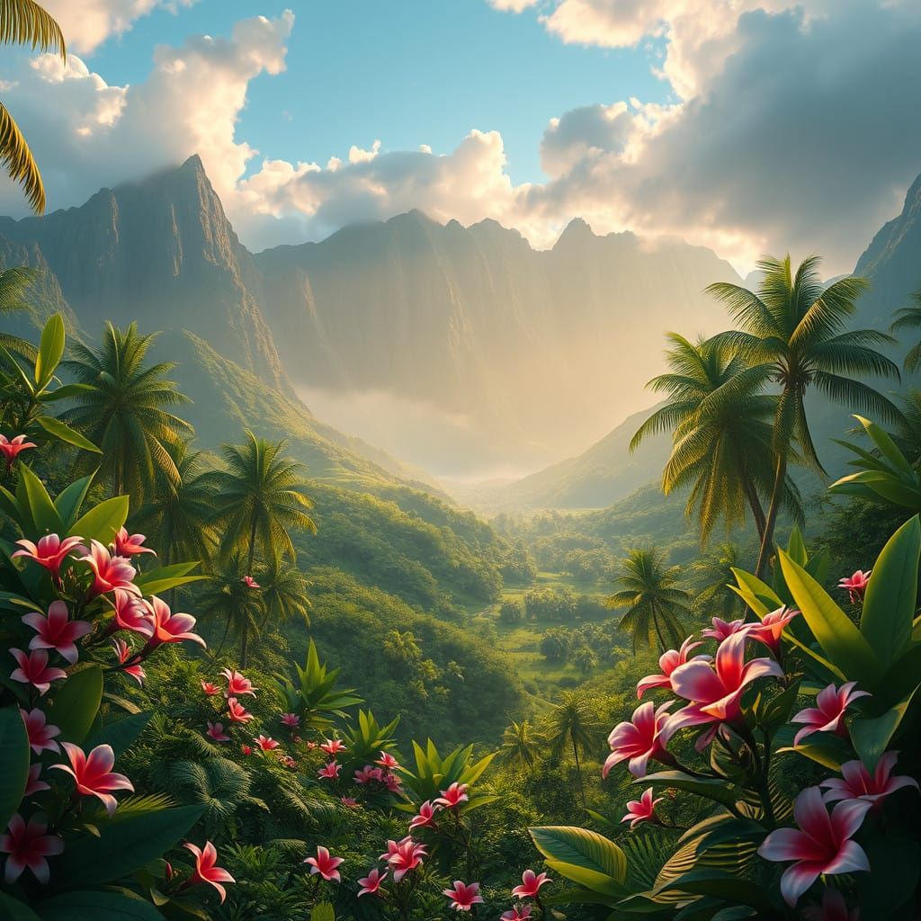 Exquisite Hawaiian Summer Paradise in Unreal Engine 5 Style
