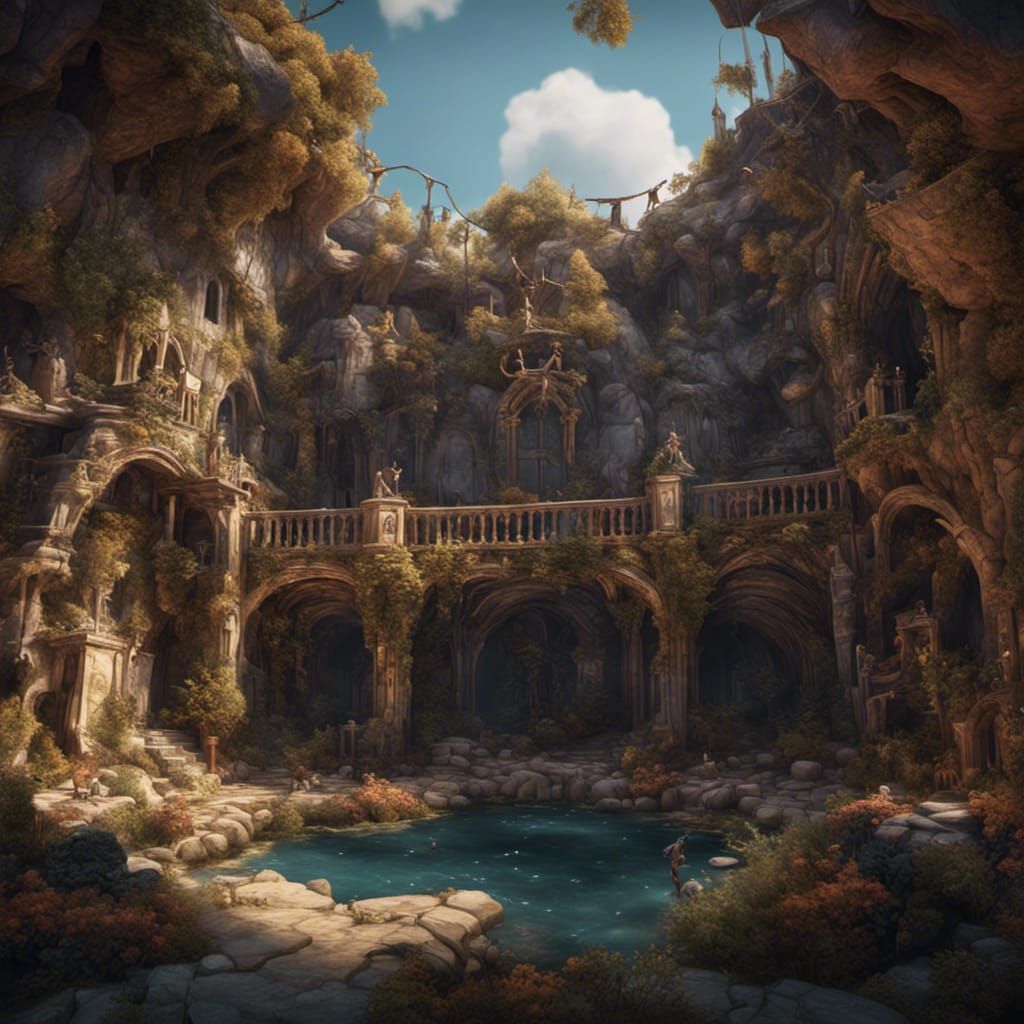 Miniature Cove Scene Inspired by Shakespeare, AI Art