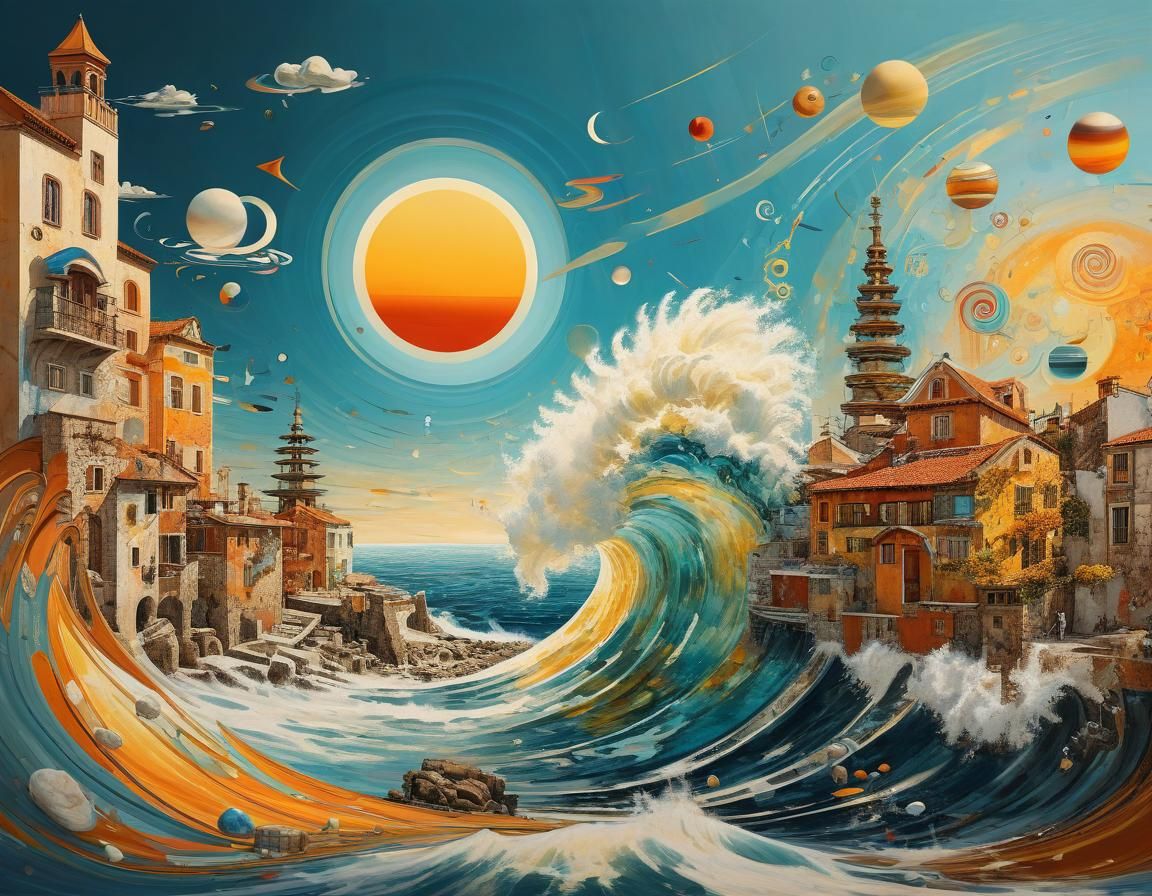 Ethereal Tsunami in Hyperrealistic Graffiti Art