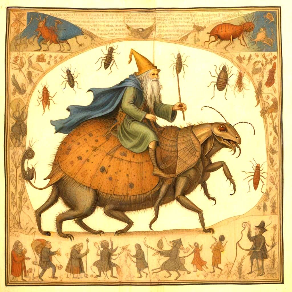 The Wizard Vortigen riding his magic steed, Kakalka