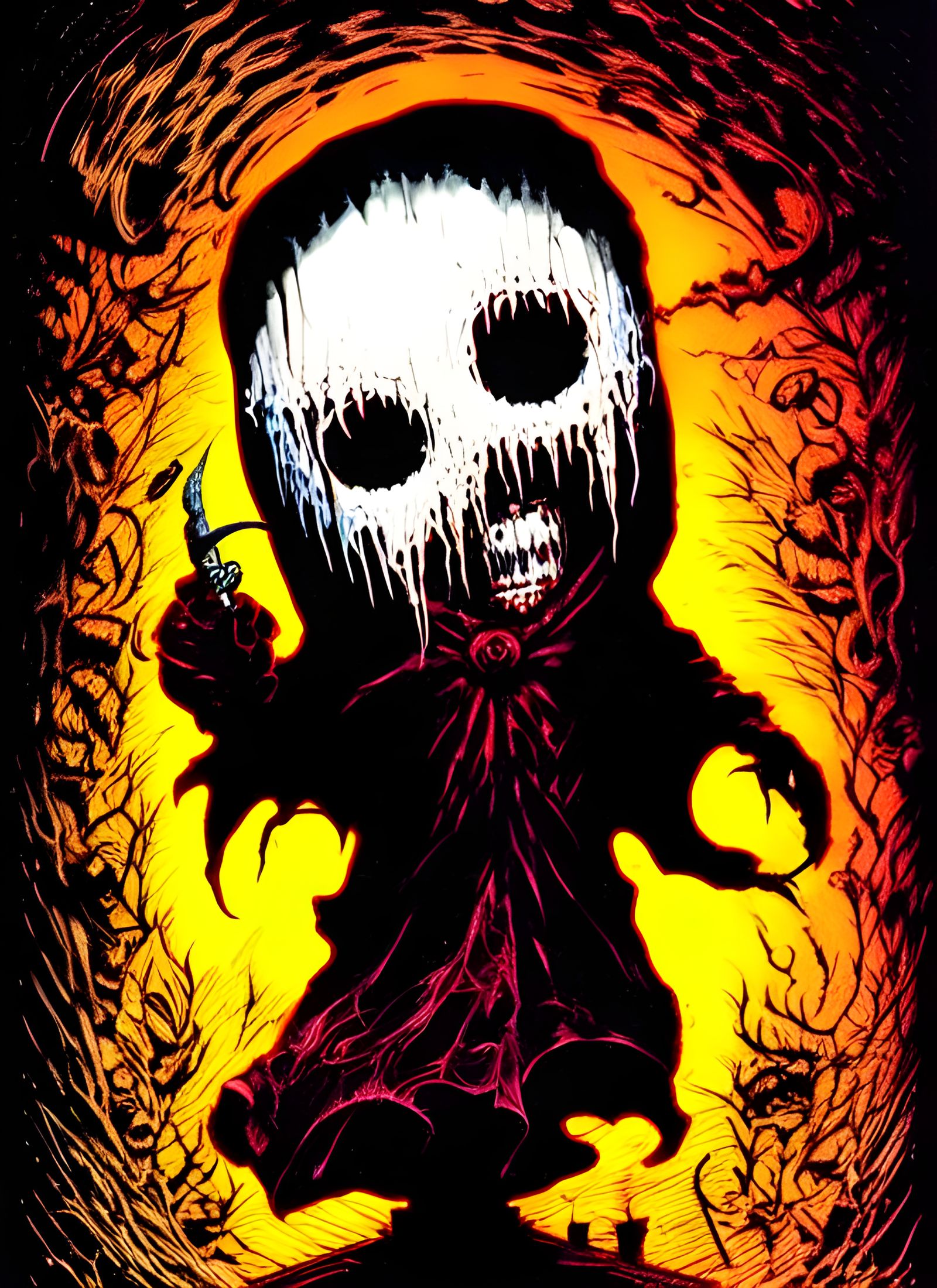 Chibi Ghostface Cartoonish Horror Illustration