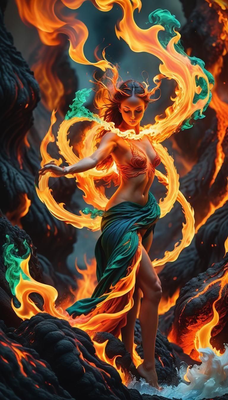 Fire Elemental in Molten Lava World