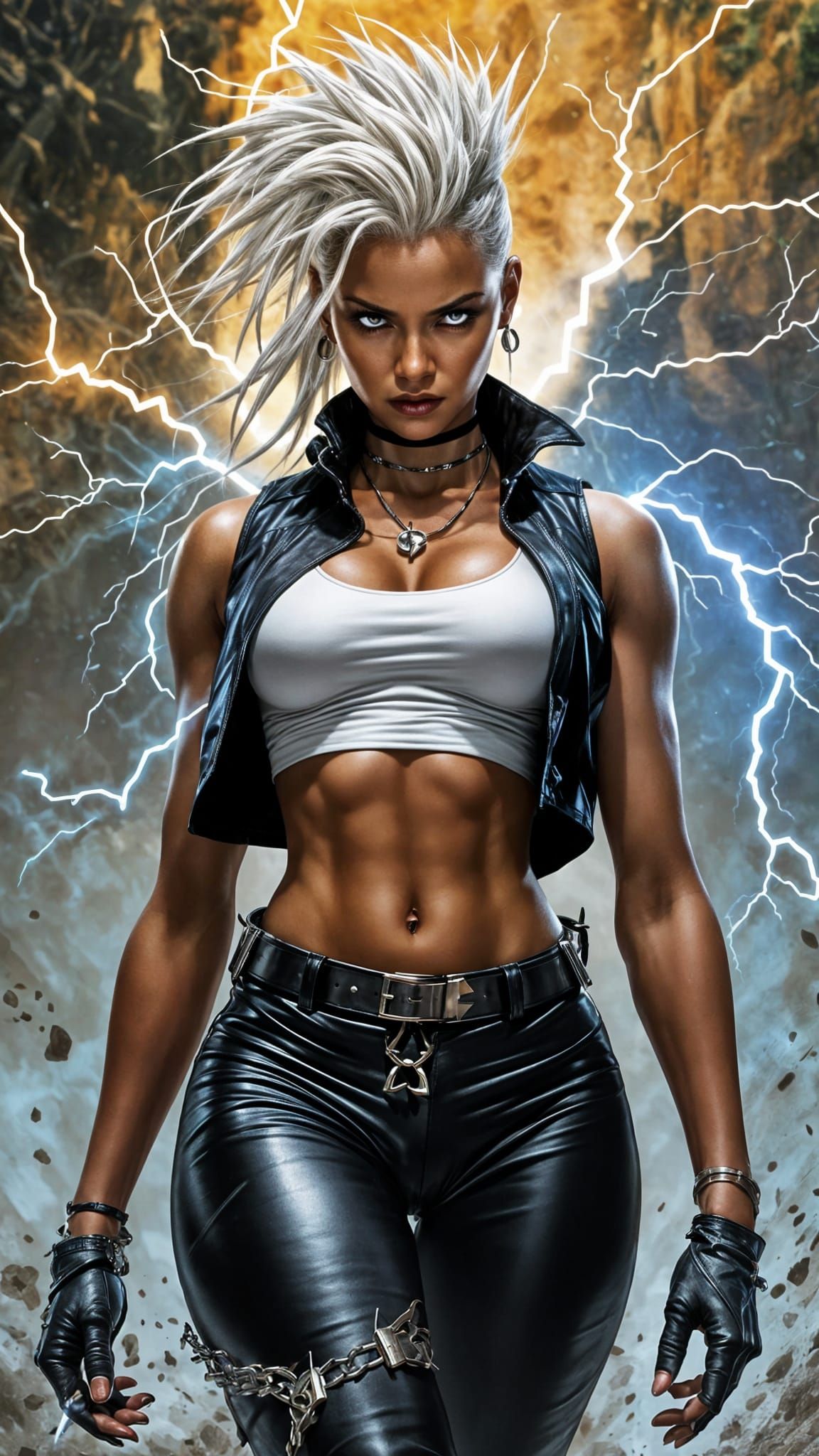 Electric Storm Goddess in Leather