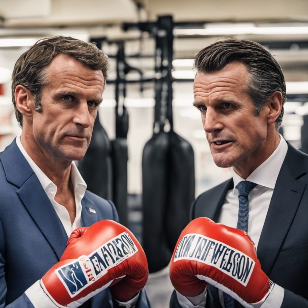 Macron vs Newsom Boxing Match Advertisement