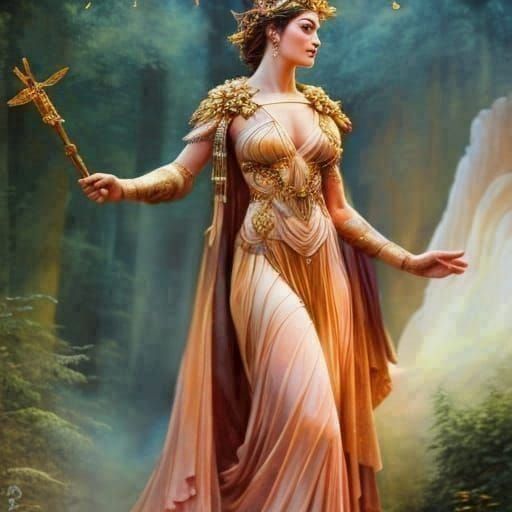 Artemis Hunting in Forest, Fantasycore Art