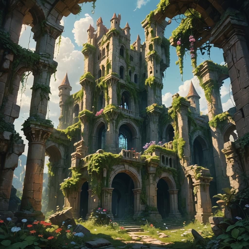 Majestic Castle Ruins: Fantastical Concept Art