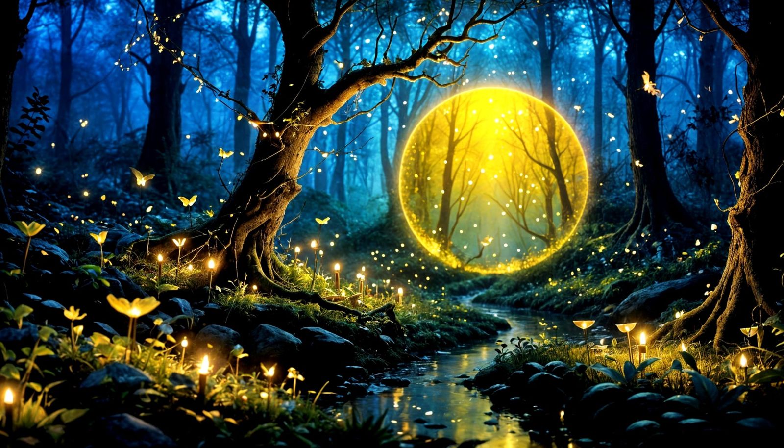 Enchanted Forest Bathed in Golden Light