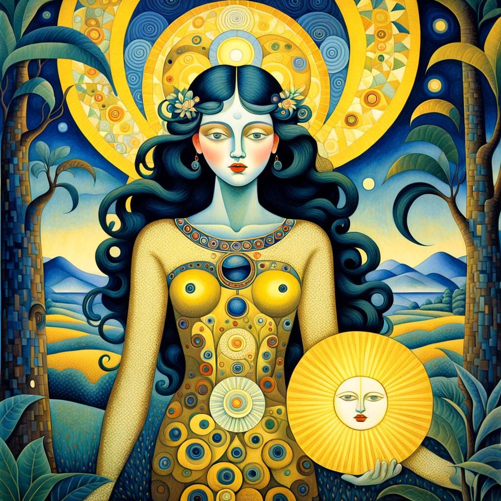Surrealistic Yellow Landscape with Vibrational Beauty