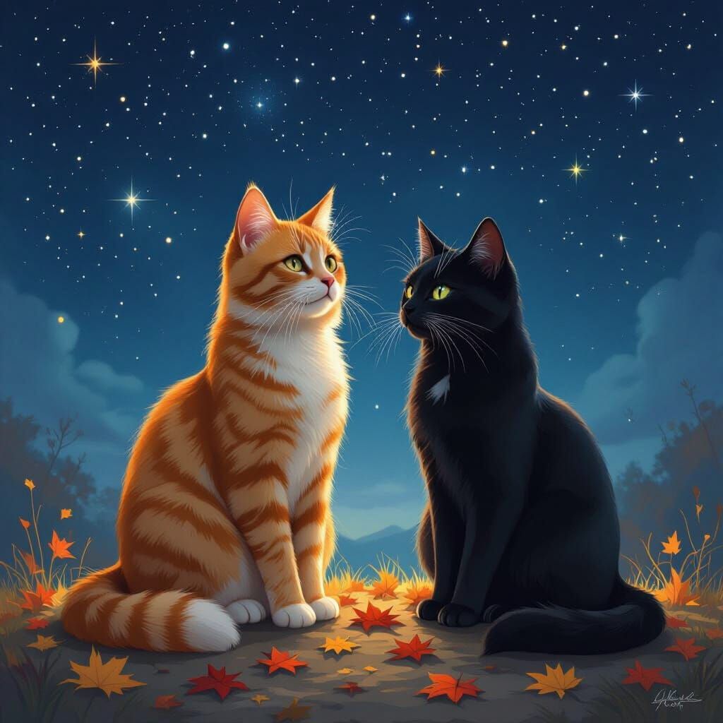 Warrior Cats Under Starry Sky