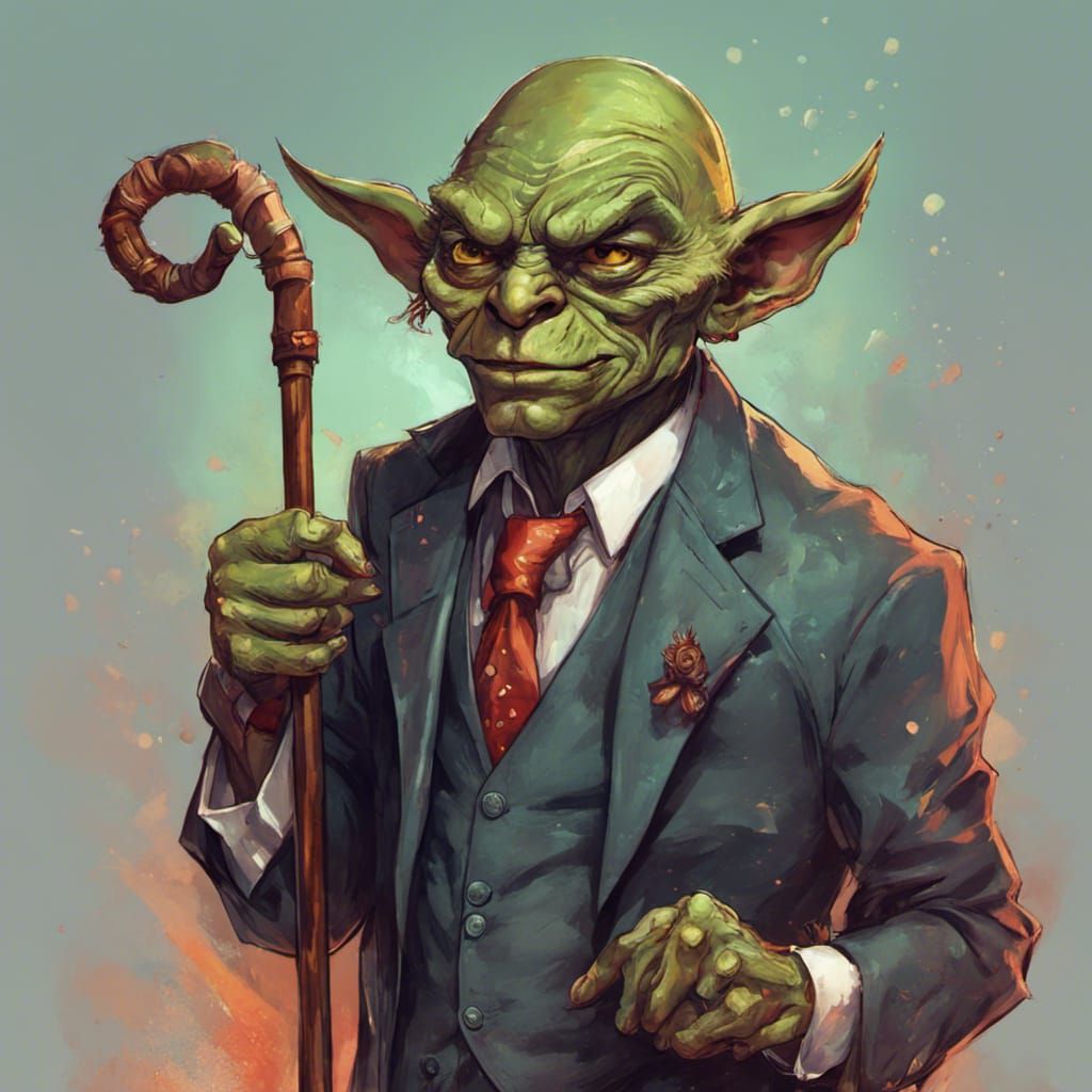 Dapper Goblin in Suit with Cane