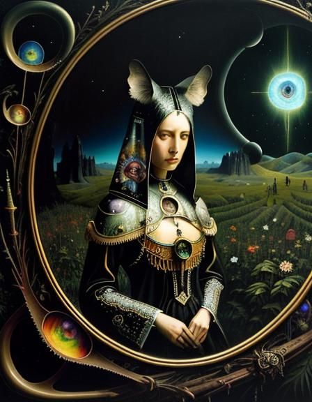 Surreal Prairie Scene in International Gothic Style