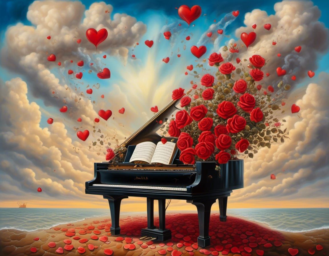 Surreal Mask with Piano Keyboard in Dreamlike Seascape