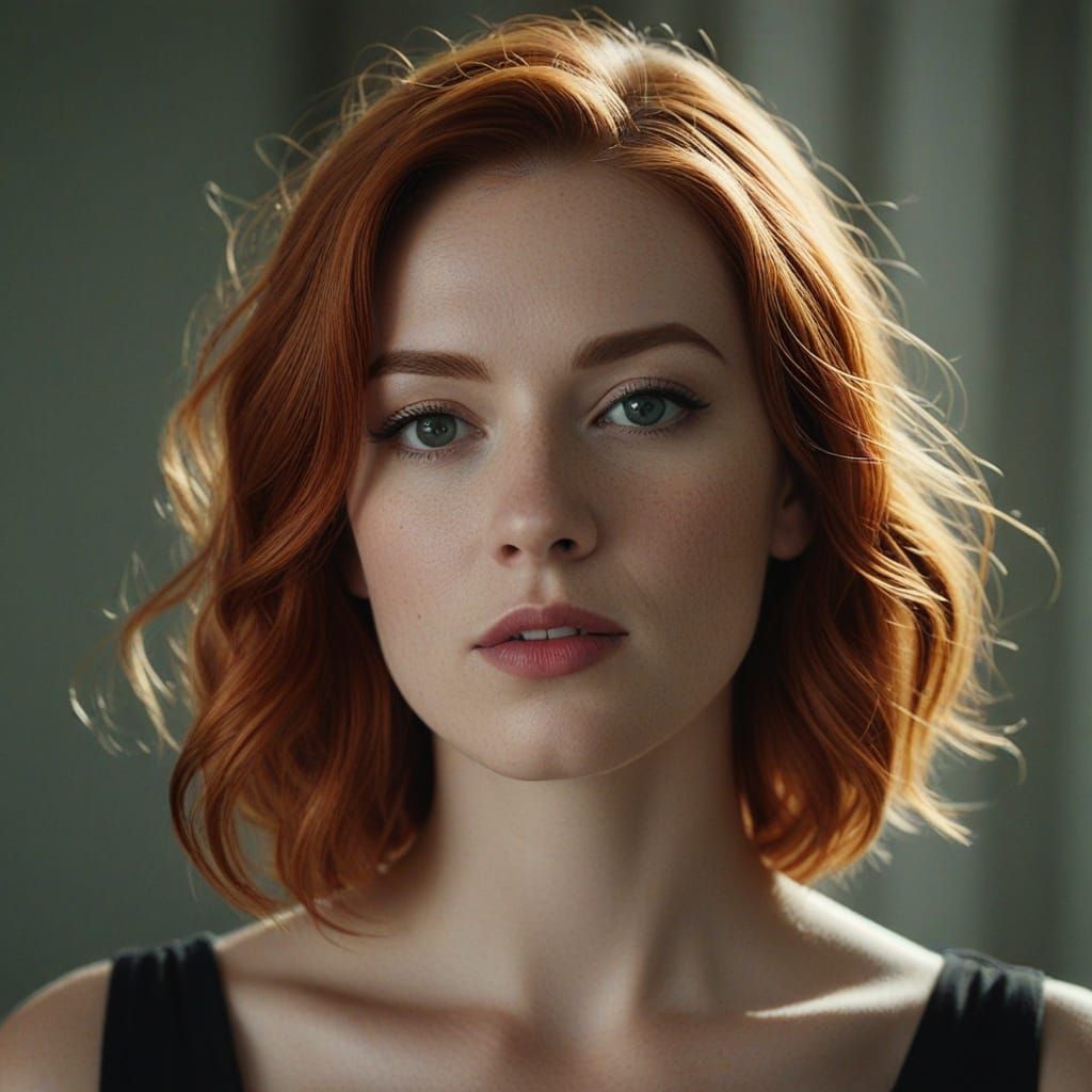 Film Noir Portrait of Red-Haired Woman