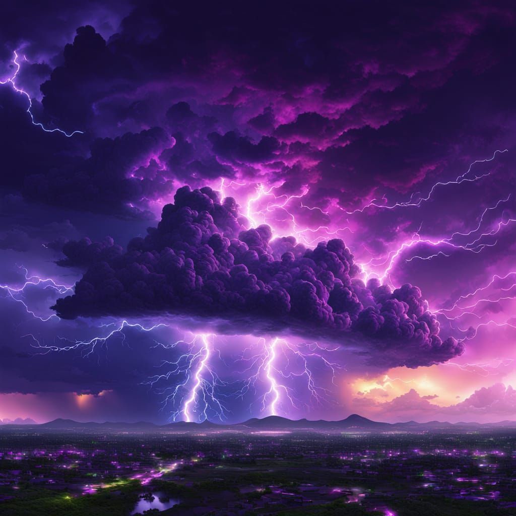 Electric Magenta Thunderstorm in Vibrant Surrealism