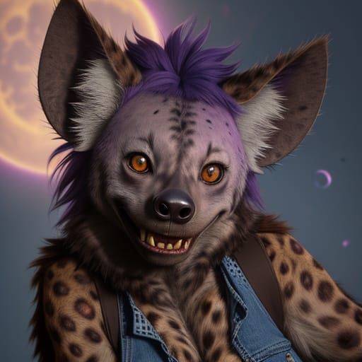Laughing Furry Hyena in Lovecraftian Hellscape