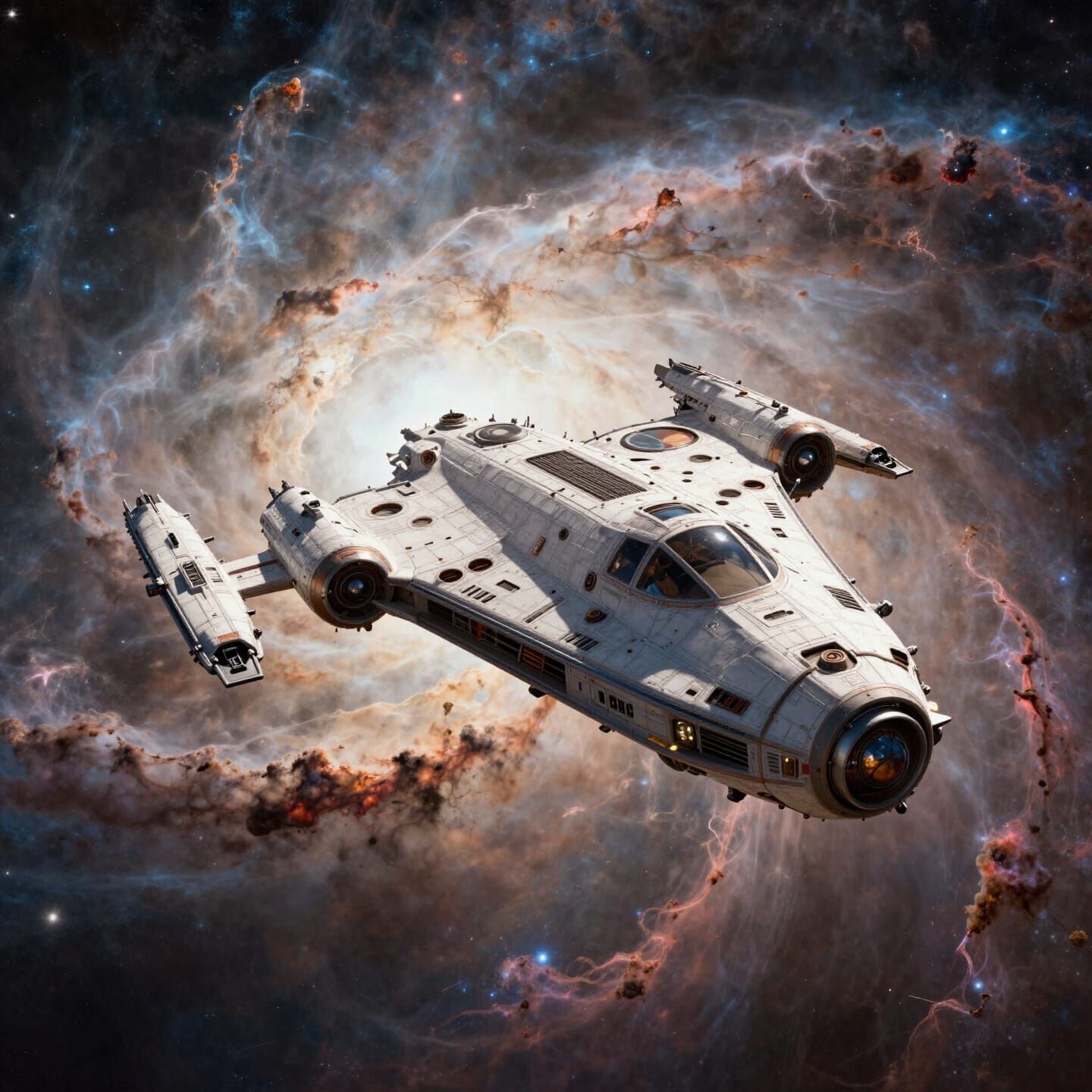 Ultra-Realistic Spaceship in Stunning Nebula