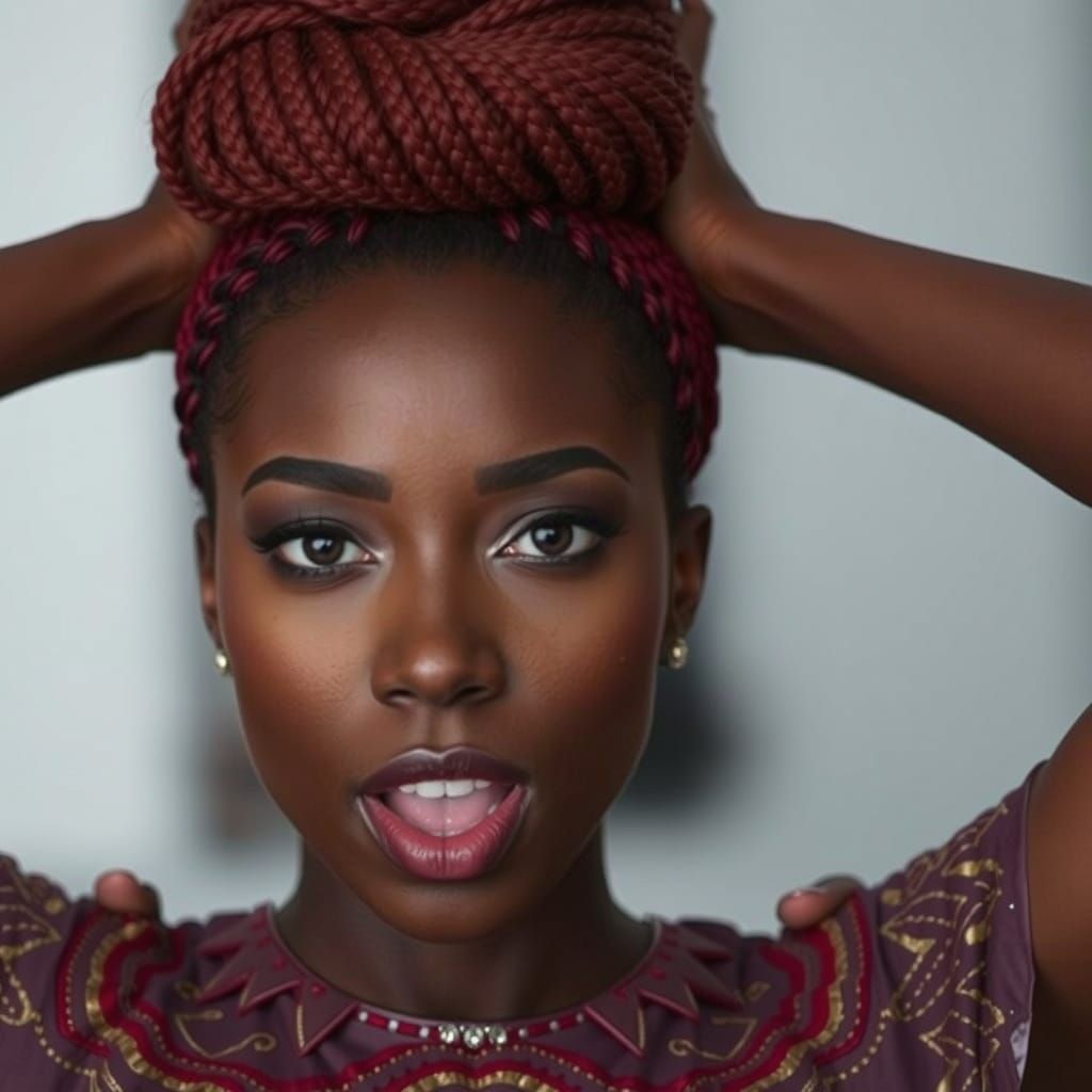 Striking Portrait of a Woman with Braided Red Hair